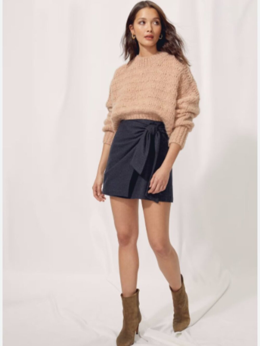 Wilfred Wrap-Front Wool Mini Skirt